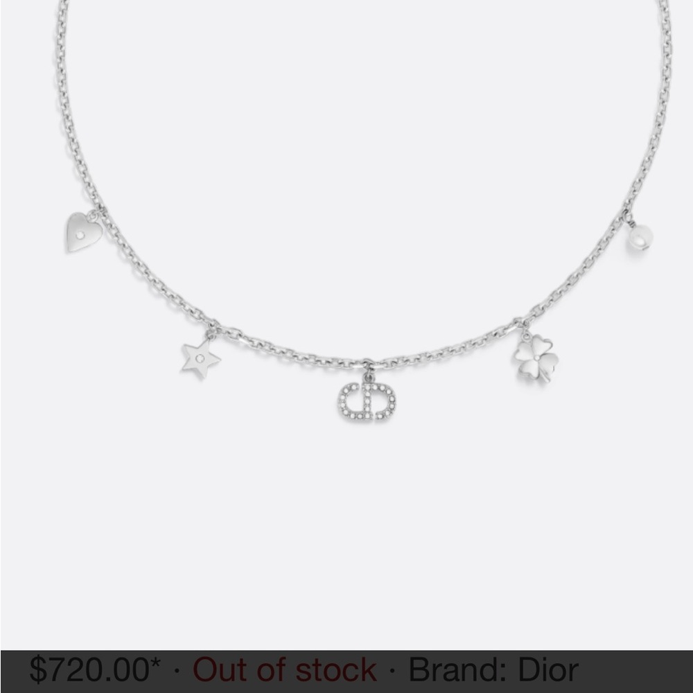 Dior Silver Mini Charm Necklace with Star, Heart & Clover. Worn once.